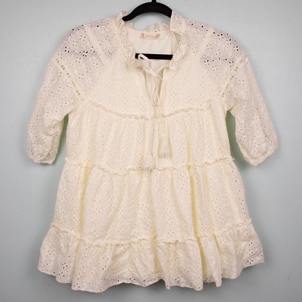 Altar'd State cream tiered eyelet top-S
